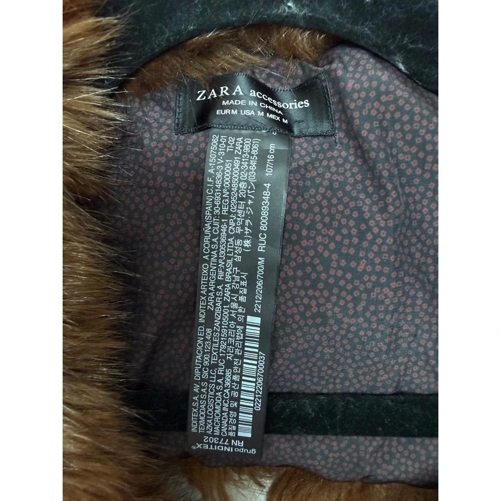 Zara Accessories Brown Faux Fur Scarf‎ Stole Pull Through Wrap One Size